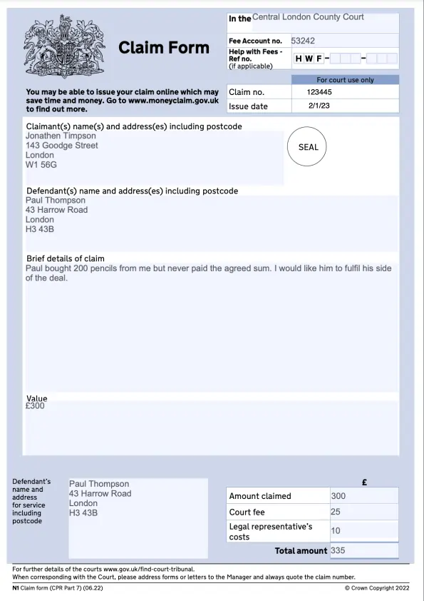 Claim Form preview